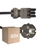 Monipakkaus 50x Noxion GST - Yhteensopiva Virtajohto Musta - Nainen + Schuko Europlug - 3m - 3 pole 0.75mm2